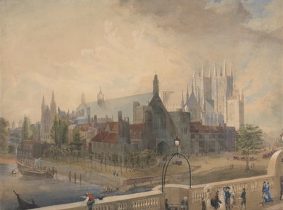 Widok na Westminster Hall i opactwo z mostu autorstwa John Gendall