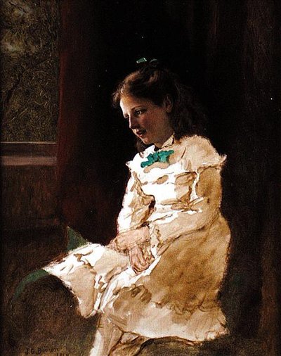 Windowpoli-ийн дэргэдэх залуу охин autorstwa John George Brown
