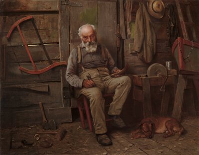 Budowniczy łodzi, ok. 1904 (olej na płótnie) autorstwa John George Brown