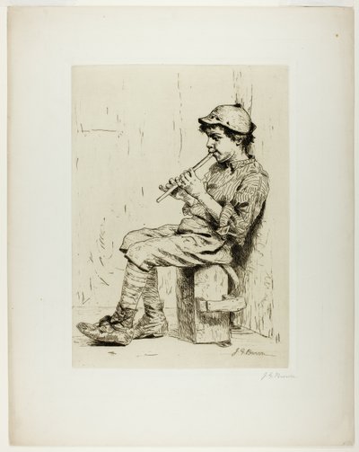 Chłopiec grający na flecie autorstwa John George Brown