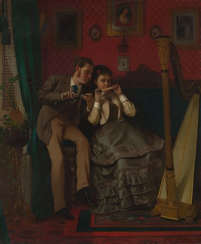 Lekcja muzyki, 1870. autorstwa John George Brown