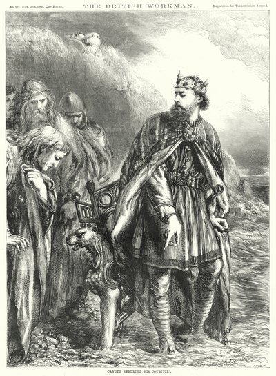 Kanut upominający swoich dworzan (rycina) autorstwa John Gilbert