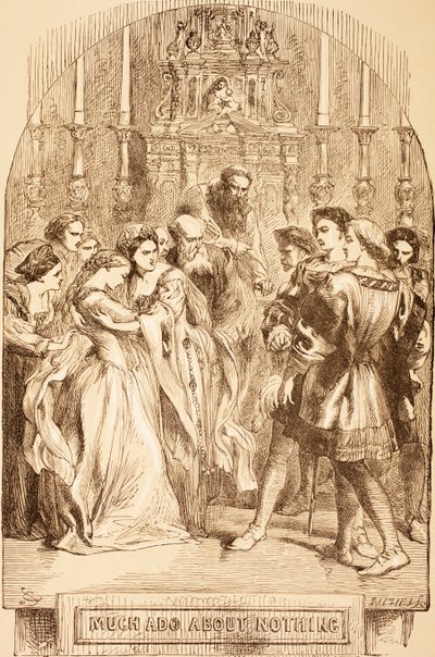 Ilustracja do „Wiele hałasu o nic” z „The Illustrated Library Shakespeare”, wydanej w Londynie w 1890 r. autorstwa John Gilbert