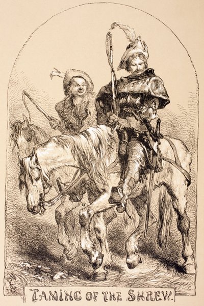 Ilustracja do Poskromienia złośnicy z „The Illustrated Library Shakespeare”, opublikowana w Londynie 1890 autorstwa John Gilbert