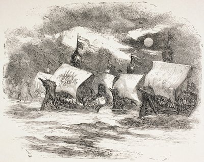 Flota króla Henryka płynie do Francji, 1890 autorstwa John Gilbert