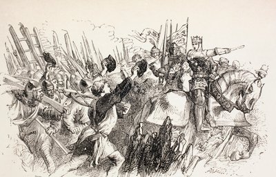 Siły króla Henryka podczas oblężenia Harfleur we Francji, 1890 autorstwa John Gilbert