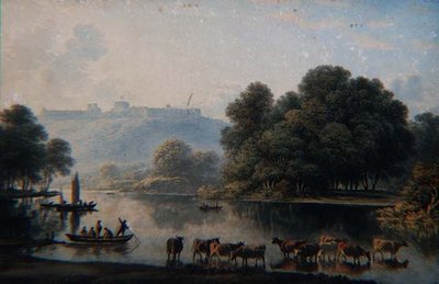 Widok na zamek Windsor od strony Tamizy (akwarela) autorstwa John Glover