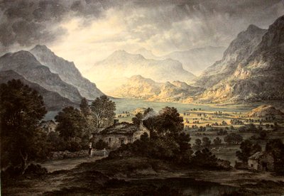 Place Fell i Helvellyn, Ullswater, z Gowbarrow Park (akwarela z gumą arabską na papierze) autorstwa John Glover