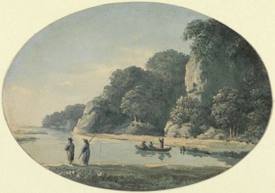 Rzeka z Rybakiem, 1792 (wc nad grafitem na papierze) autorstwa John Glover