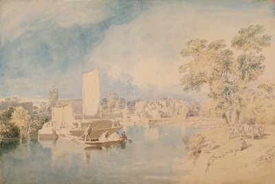 Tamiza w Isleworth, ok. 1805-10 (grafit i toaleta na papierze czerpanym) autorstwa John Glover