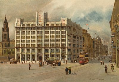 Liverpool: Tower Building i Water Street (kolor lito) autorstwa John Glynn