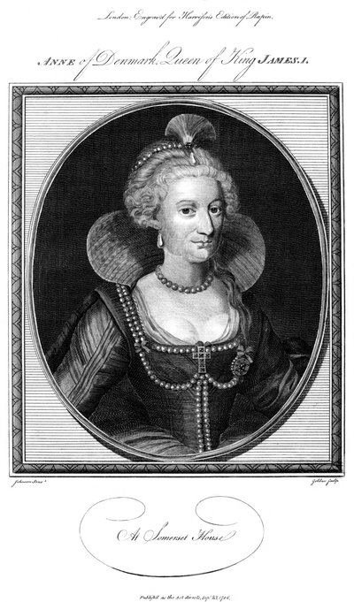 Anna Duńska 1574-1619, królowa małżonka króla Jakuba I, 1786. autorstwa John Goldar