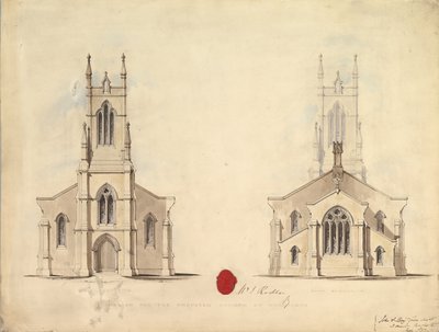 Projekt dla proponowanego kościoła w Middlesborough, 1837 autorstwa John Greenwood