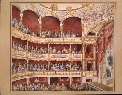 Audytorium Teatru św. Jakuba (ołówek i akwarela na papierze) autorstwa John Gregory Crace