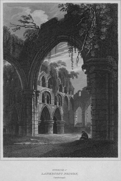 Wnętrze klasztoru Lanercost, Cumberland, 1814 autorstwa John Greig