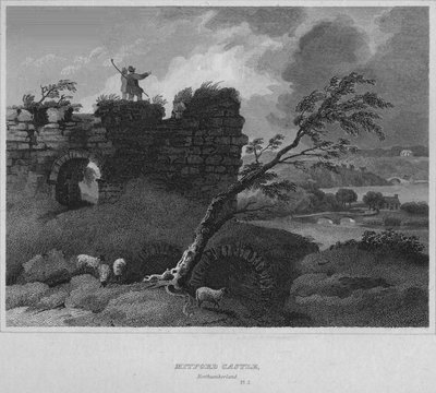 Zamek Mitford, Northumberland, 1814 autorstwa John Greig
