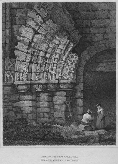 Pozostałości zachodniego wejścia do kościoła opactwa Kelso, 1814 autorstwa John Greig