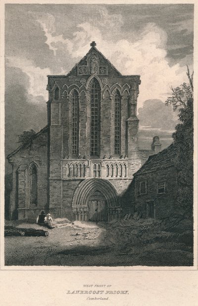 Zachodni front klasztoru Lanercost. Cumberland, 1814 autorstwa John Greig