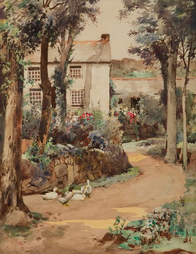Kemyl kotedžas, Lamorna (wc ant popieriaus)poli autorstwa John Guttridge Sykes