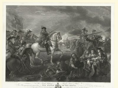 Król Wilhelm III w bitwie pod Boyne, 1690 Bitwa pod Boyne (tytuł na obiekcie) autorstwa John Hall