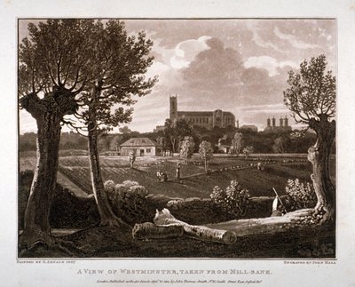 Widok Westminster z Millbank, Londyn, 1807 autorstwa John Hall