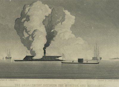 Zaręczyny między Monitorem a Merrimakiem, ok. 1863 r. autorstwa John Hamilton