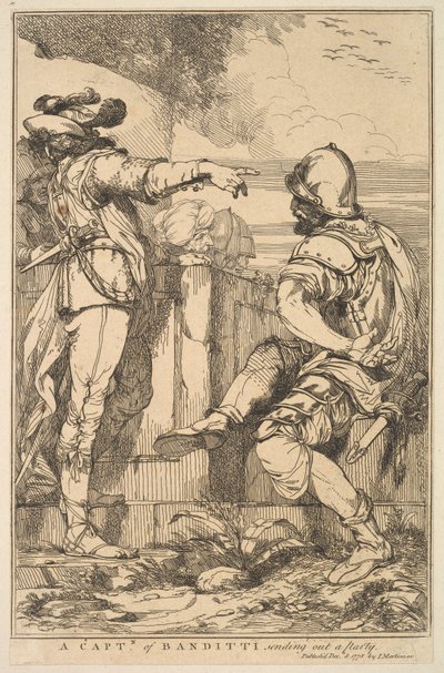 Kapitan Banditti wysyła przyjęcie z piętnastu rycin poświęconych ..., 8 grudnia 1778 r. autorstwa John Hamilton Mortimer