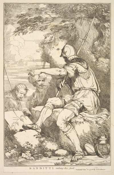 Banditti przejmuje stanowisko z piętnastu rycin poświęconych Sir Joshua Reynol..., 8 grudnia 1778. autorstwa John Hamilton Mortimer