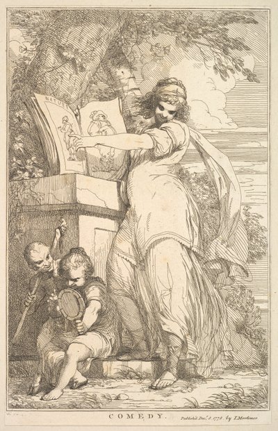 Komedia z piętnastu rycin poświęconych Sir Joshui Reynoldsowi, 8 grudnia 1778 r. autorstwa John Hamilton Mortimer