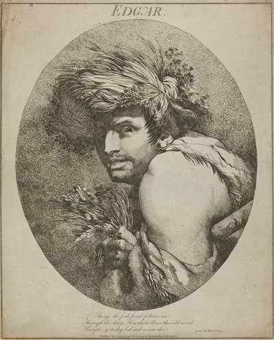 Edgar, „Król Lear”, akt III, scena III autorstwa John Hamilton Mortimer