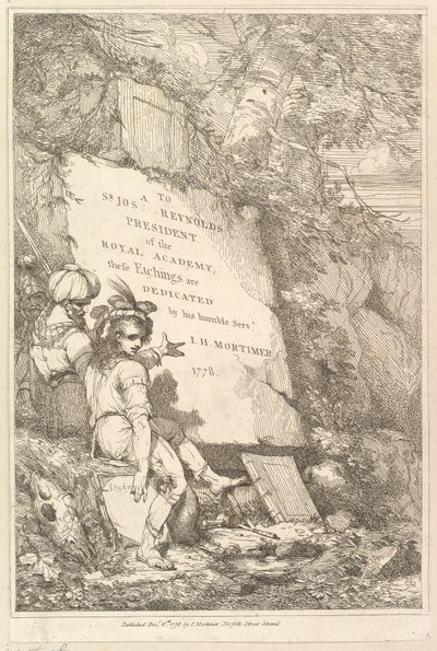 Frontyspis Piętnaście rycin poświęconych Sir Joshua Reynolds, 1778. autorstwa John Hamilton Mortimer