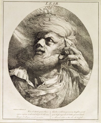 Lear, z Króla Leara, Akt III, Scena 3, 1776 autorstwa John Hamilton Mortimer