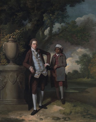 Portret mężczyzny i pomocnika niosącego teczkę autorstwa John Hamilton Mortimer