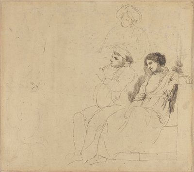 Studium dla „Rustykalnych tancerzy” autorstwa John Hamilton Mortimer