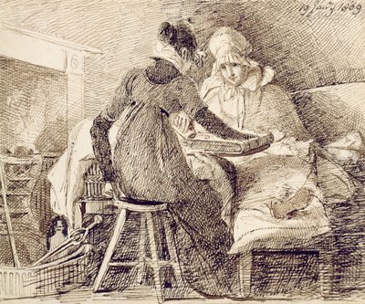 Gra w tryktrak, 19 stycznia 1809 (pióro i atrament na papierze) autorstwa John Harden