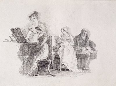 Muzyczny wieczór (pióro i atrament na papierze) autorstwa John Harden