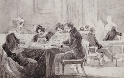 Wieczór w domu (pióro i atrament na papierze) autorstwa John Harden