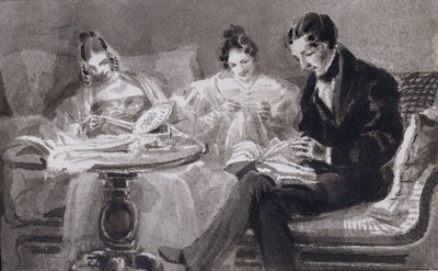 Wieczór w domu (pranie piórem i tuszem na papierze) autorstwa John Harden