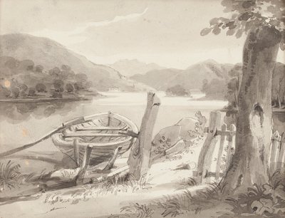 Łódź w Bowness (wc na papierze) autorstwa John Harden