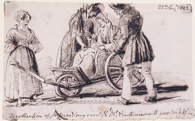 Dorothy Wordsworth (1771-1855) na wózku inwalidzkim, 1842 (atrament na papierze) autorstwa John Harden