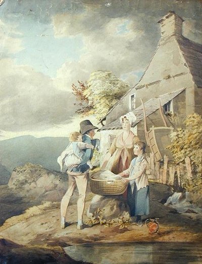 Grupuj poza pralnią (akwarela na papierze) autorstwa John Harden