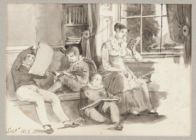 Jessy i troje dzieci, 1815 (wc na papierze) autorstwa John Harden