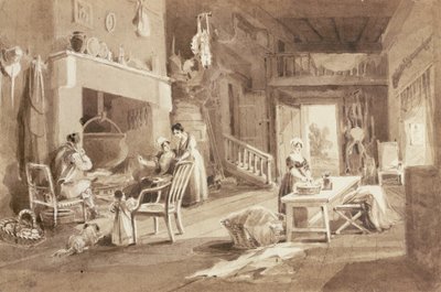 Kuchnia w Brathay Hall (tusz na papierze) autorstwa John Harden