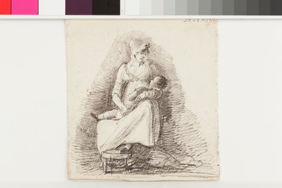Matka i dziecko (pióro i atrament na papierze) autorstwa John Harden