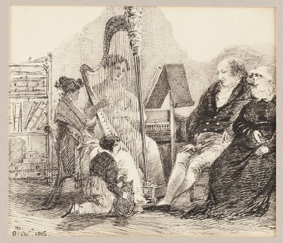 Gra na harfie, 1815 autorstwa John Harden