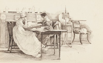 Czytanie przy kominku, 1805 r. autorstwa John Harden