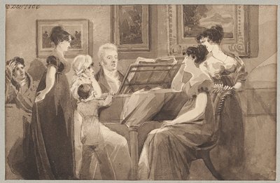 Төгөлдөр хуурын эргэн тойронд дуулж байна, 1806 (цаасан дээрх ариун цэврийн өрөө)поли autorstwa John Harden