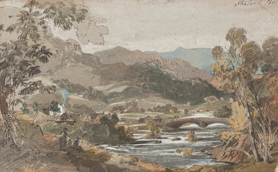 Most Skelwith, 1812 (wc na papierze) autorstwa John Harden