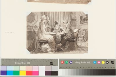 Spinning, Reading and Writing, 17 lutego 1807 (pióro i tusz umyć na papierze) autorstwa John Harden