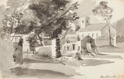 Kościół St Anns, Ambleside, 1814 (wc na papierze) autorstwa John Harden
